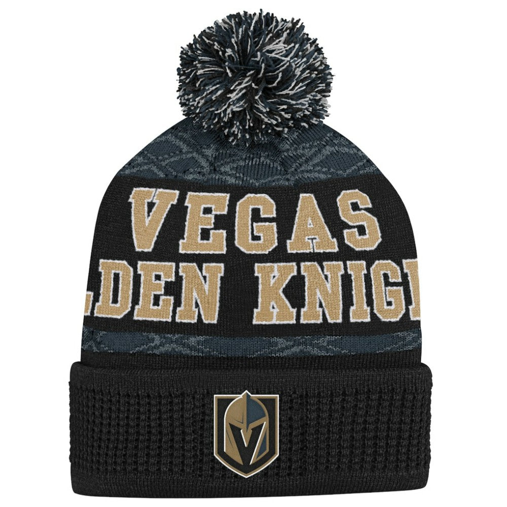 Vegas Golden Knights Youth Puck Cuffed Knit Hat with Pom -  NHL Hats