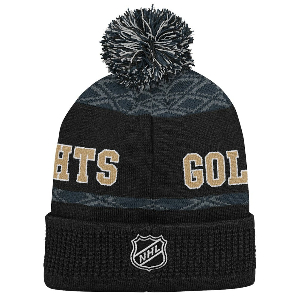 Vegas Golden Knights Youth Puck Cuffed Knit Hat with Pom -  NHL Hats