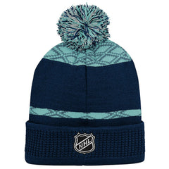 Seattle Kraken Youth Puck Cuffed Knit Hat with Pom -  NHL Hats