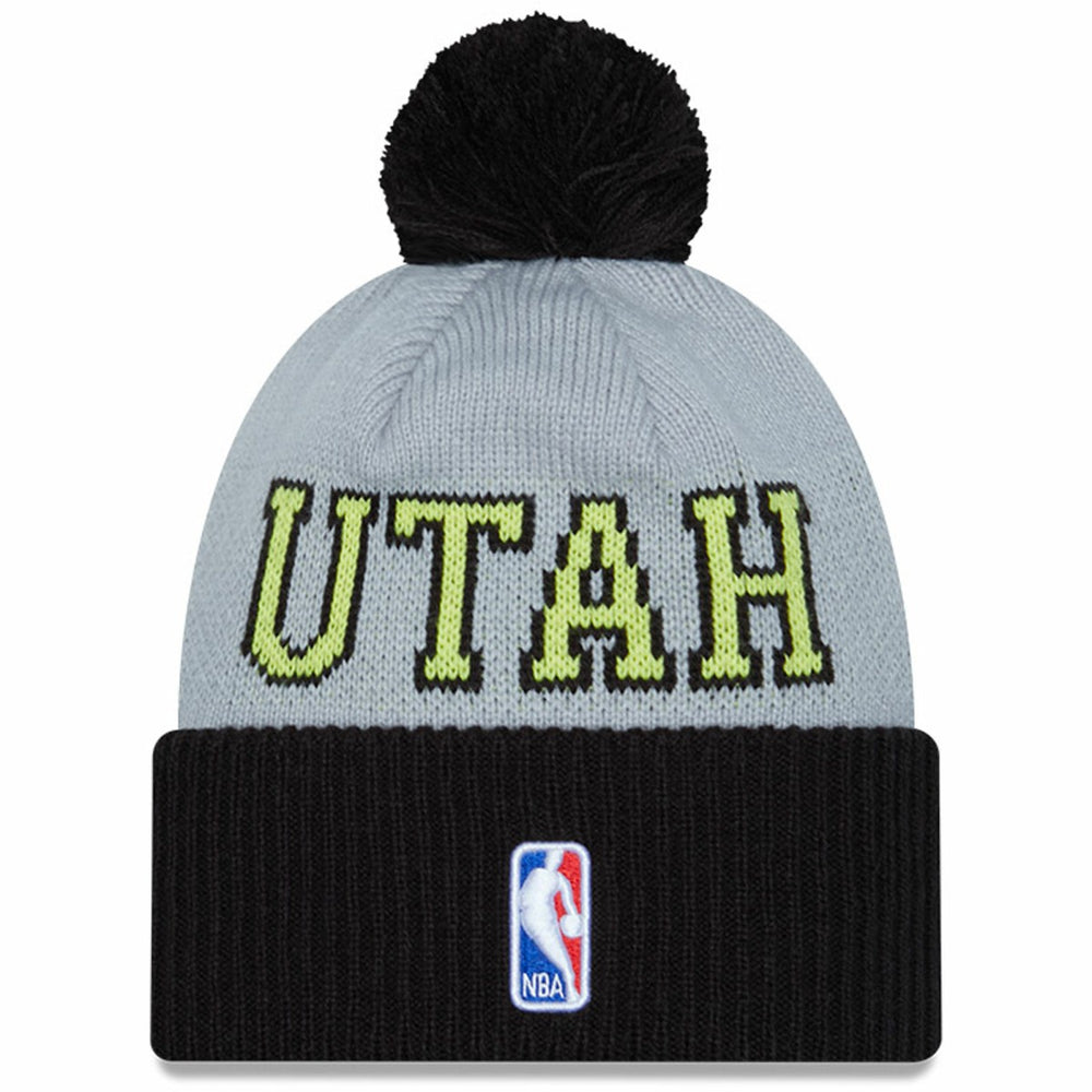 Black/Gray Utah Jazz Tip-Off Two-Tone Cuffed Knit Hat with Pom | NBA