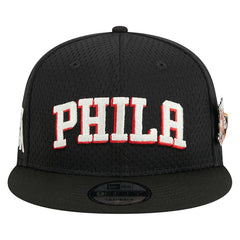 Black Philadelphia 76ers Post-Up Pin Mesh 9FIFTY Snapback Hat | NBA