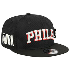 Black Philadelphia 76ers Post-Up Pin Mesh 9FIFTY Snapback Hat | NBA
