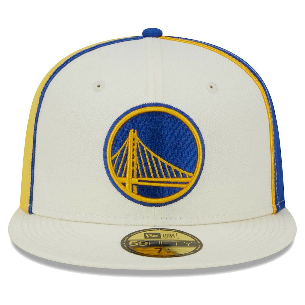 Cream Golden State Warriors Piped Pop Panel 59FIFTY Fitted Hat sale | NBA