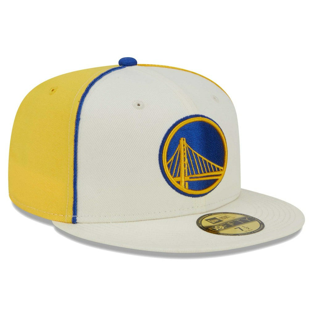 Cream Golden State Warriors Piped Pop Panel 59FIFTY Fitted Hat sale | NBA