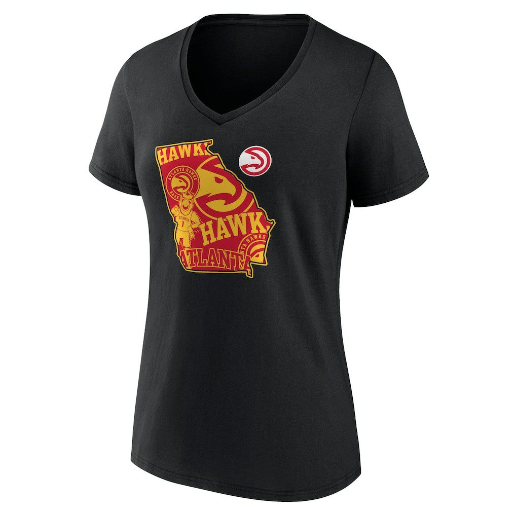 Black Atlanta Hawks Women's Announcer V-Neck T-Shirt | NBA