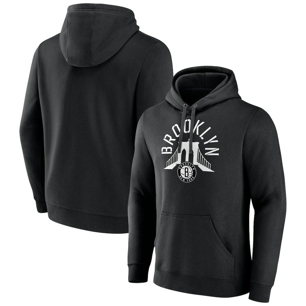 Black Brooklyn Nets Announcer Pullover Hoodie | NBA