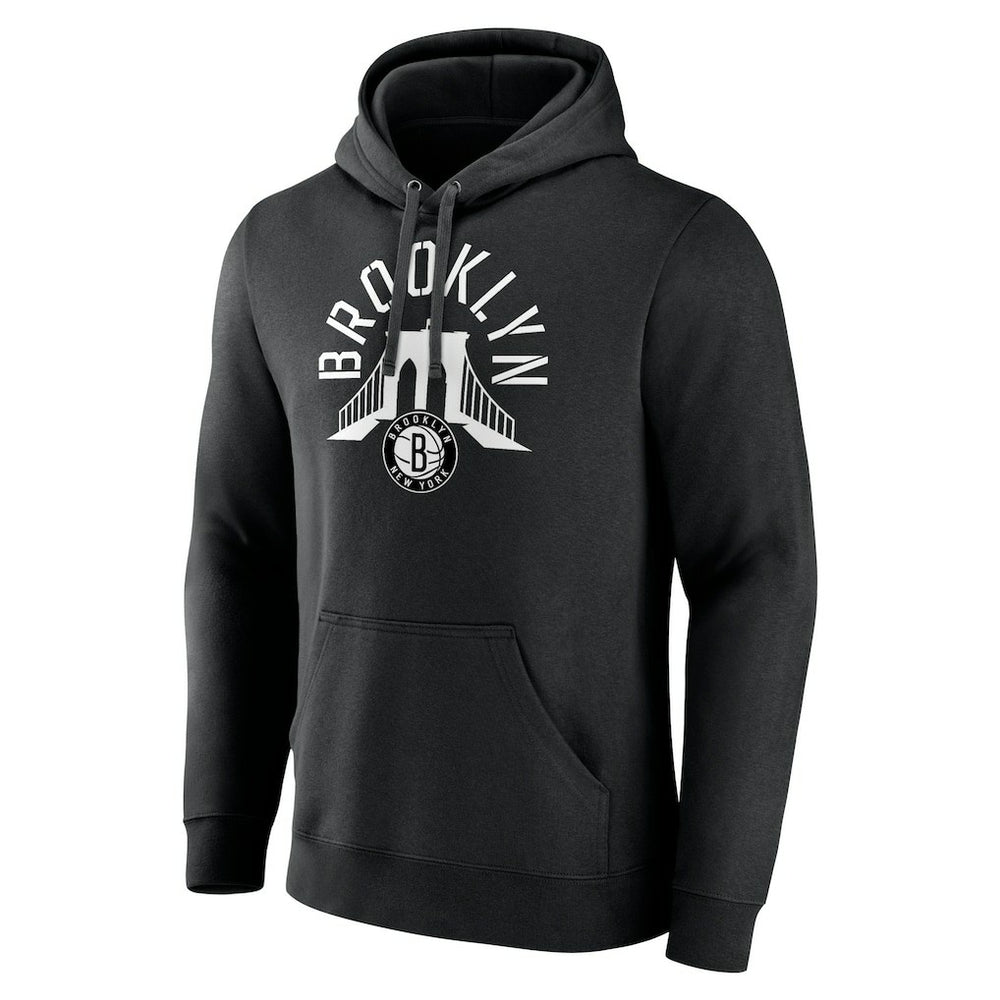 Black Brooklyn Nets Announcer Pullover Hoodie | NBA