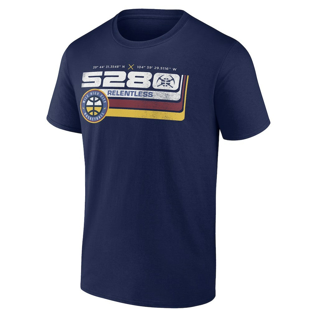 Navy Denver Nuggets Announcer T-Shirt sale | NBA