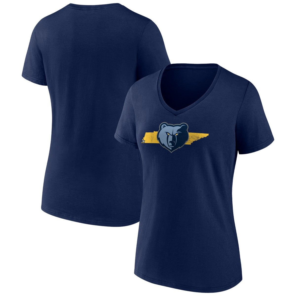 Navy Memphis Grizzlies Women's Announcer V-Neck T-Shirt | NBA