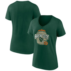 Hunter Green Milwaukee Bucks Women's Announcer V-Neck T-Shirt | NBA