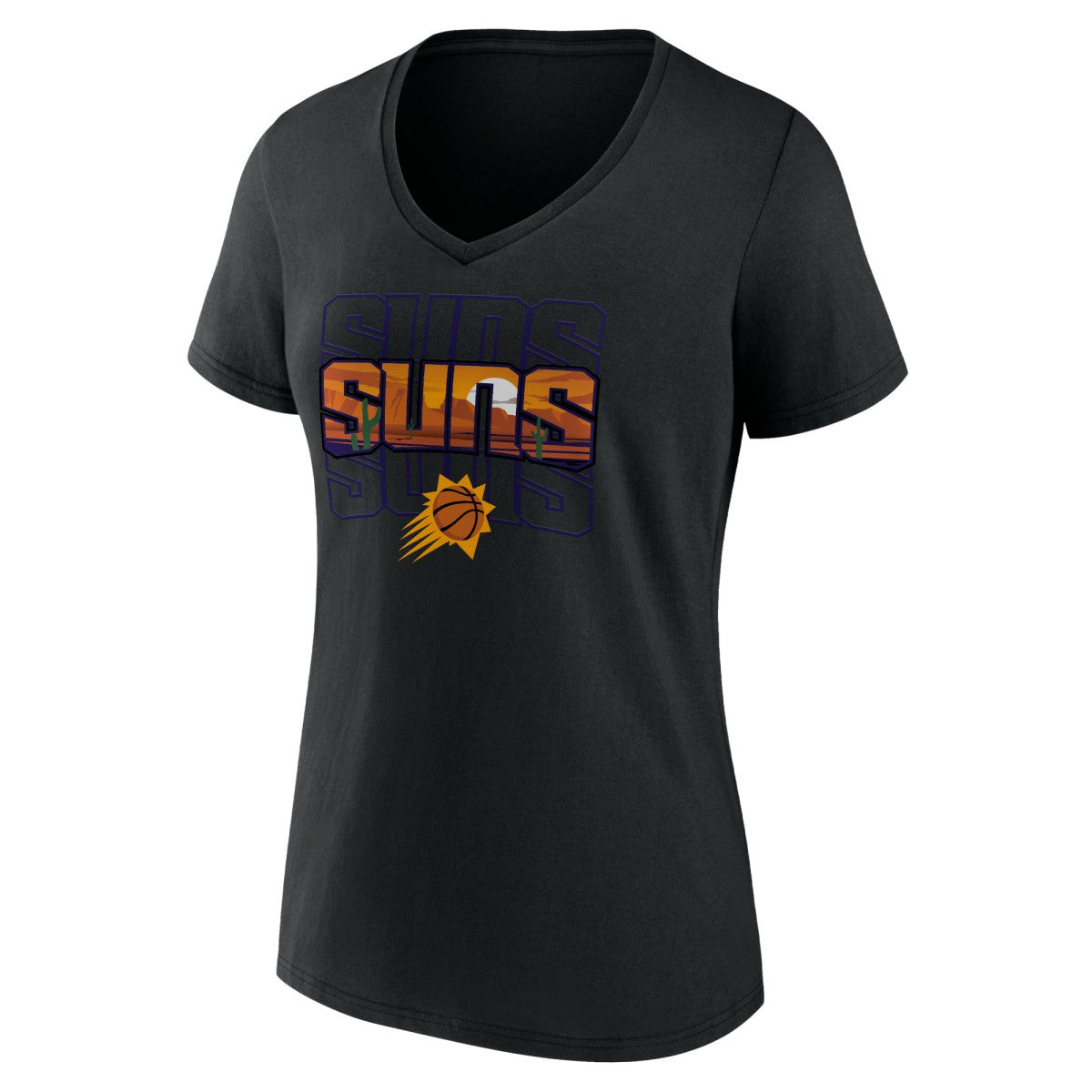 Black Phoenix Suns Women's Announcer V-Neck T-Shirt | NBA