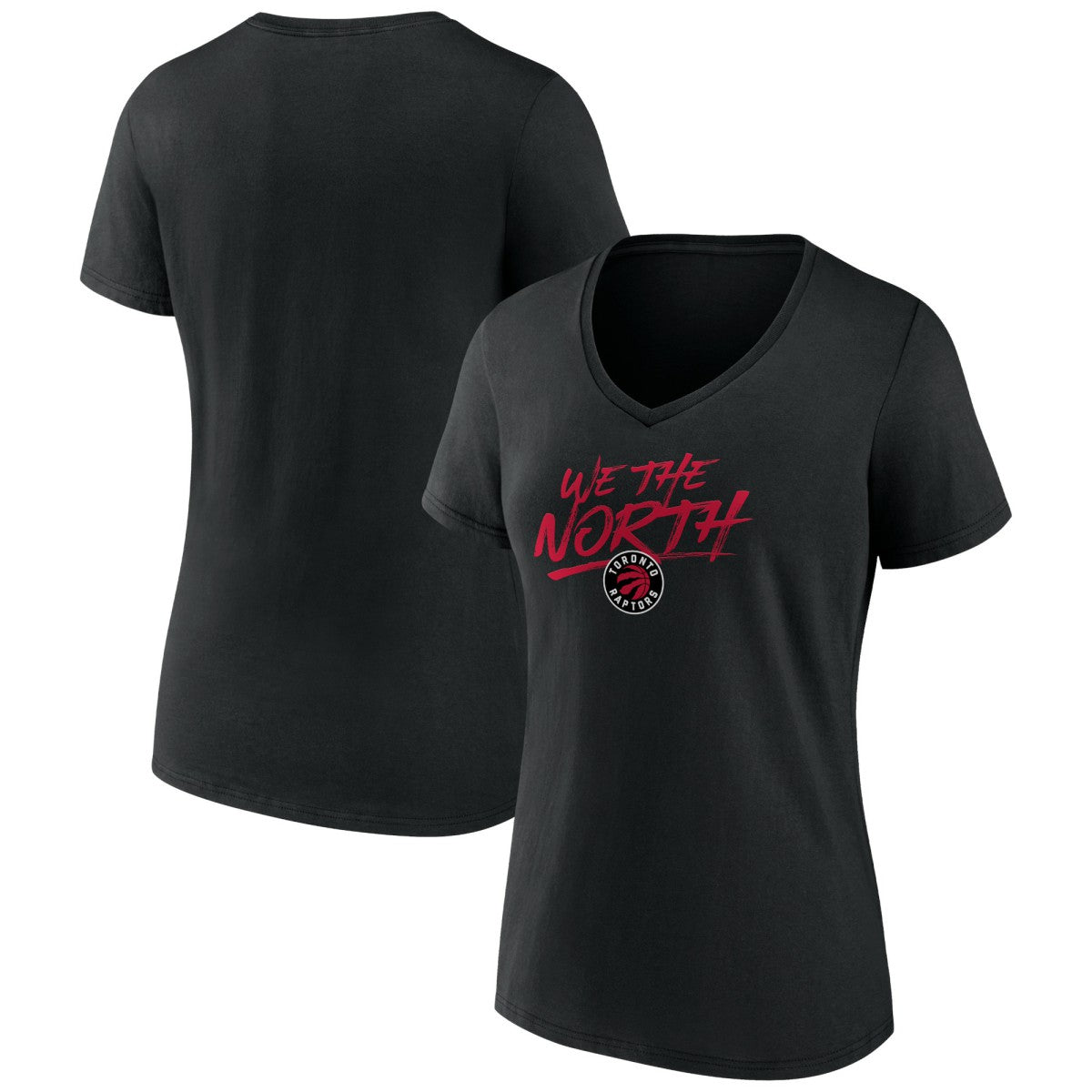 Black Toronto Raptors Women's Announcer V-Neck T-Shirt | NBA