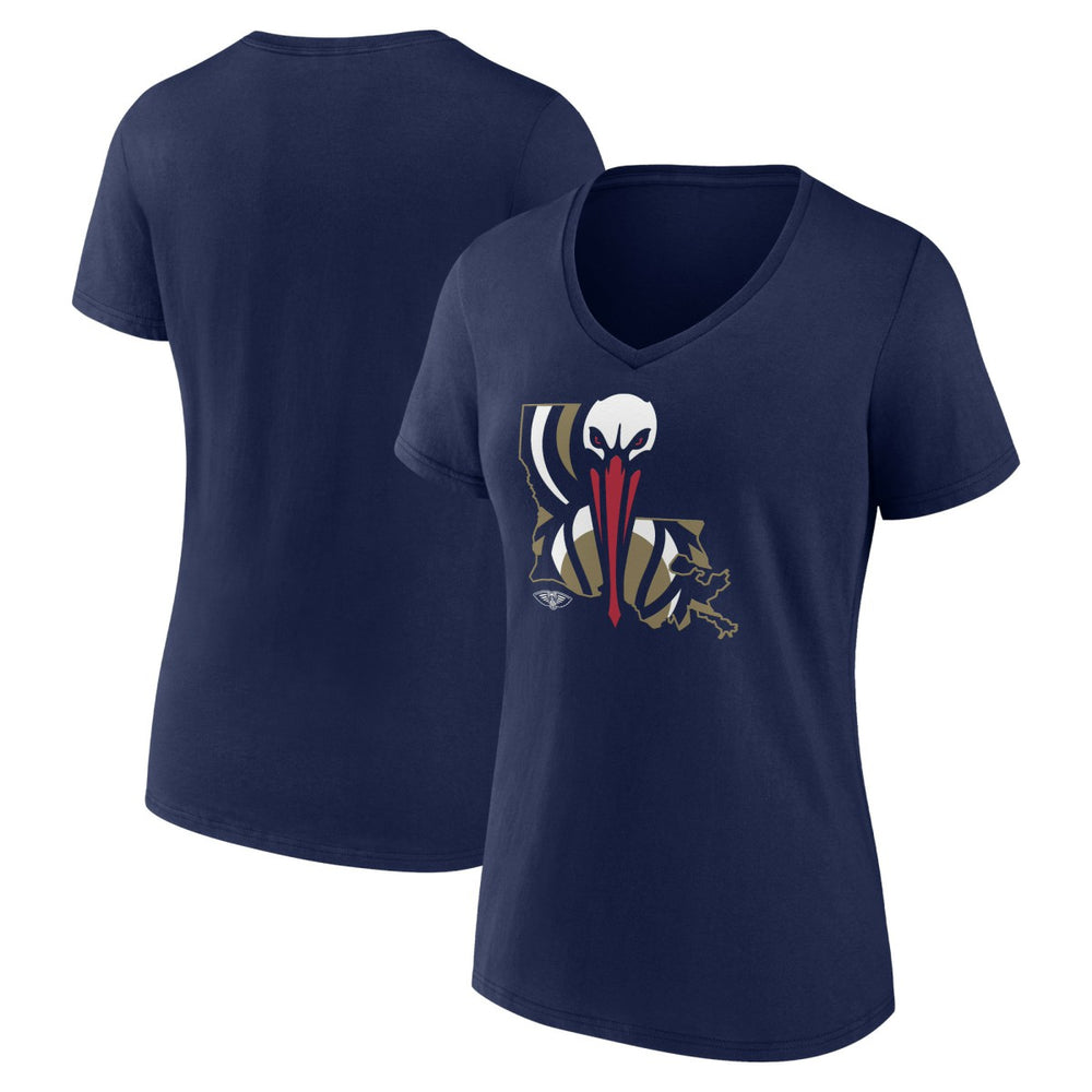 Navy New Orleans Pelicans Women's Huddle V-Neck T-Shirt | NBA