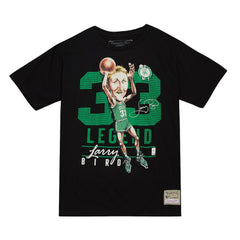 Black Larry Bird Boston Celtics Hardwood Classics Caricature T-Shirt | NBA