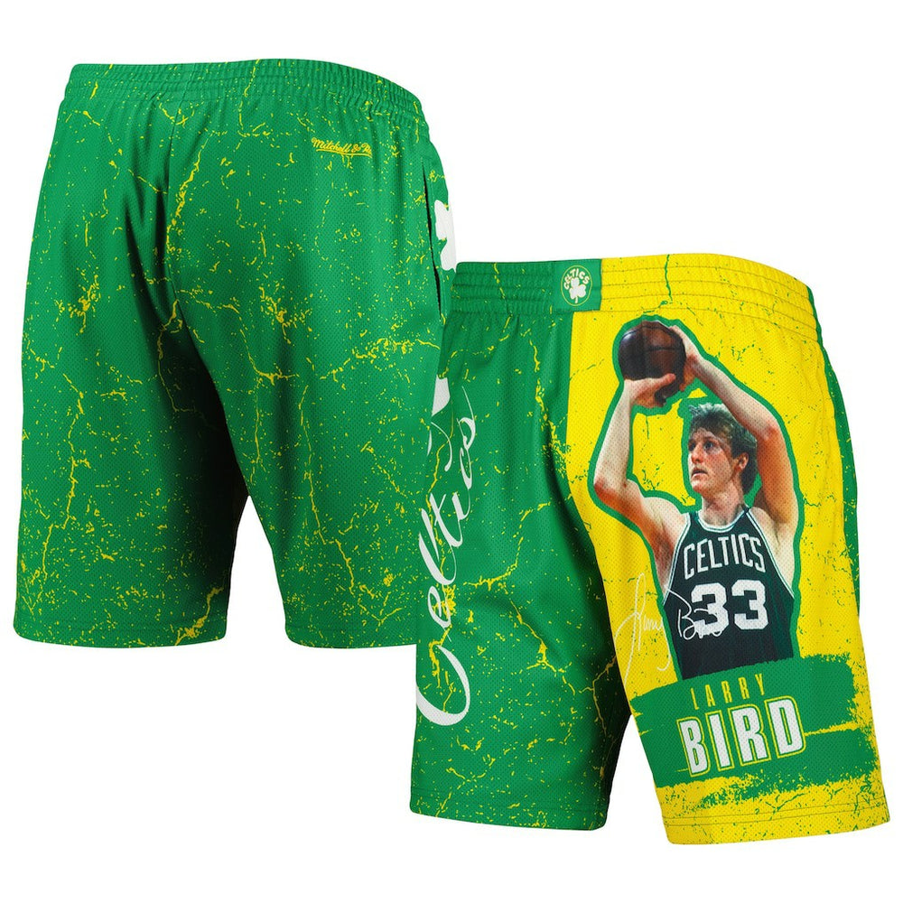 Kelly Green Larry Bird Boston Celtics Hardwood Classics Player Burst Shorts | NBA