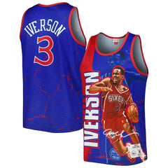 Royal Allen Iverson Philadelphia 76ers 1996-97 Hardwood Classics Player Burst Tank Top | NBA