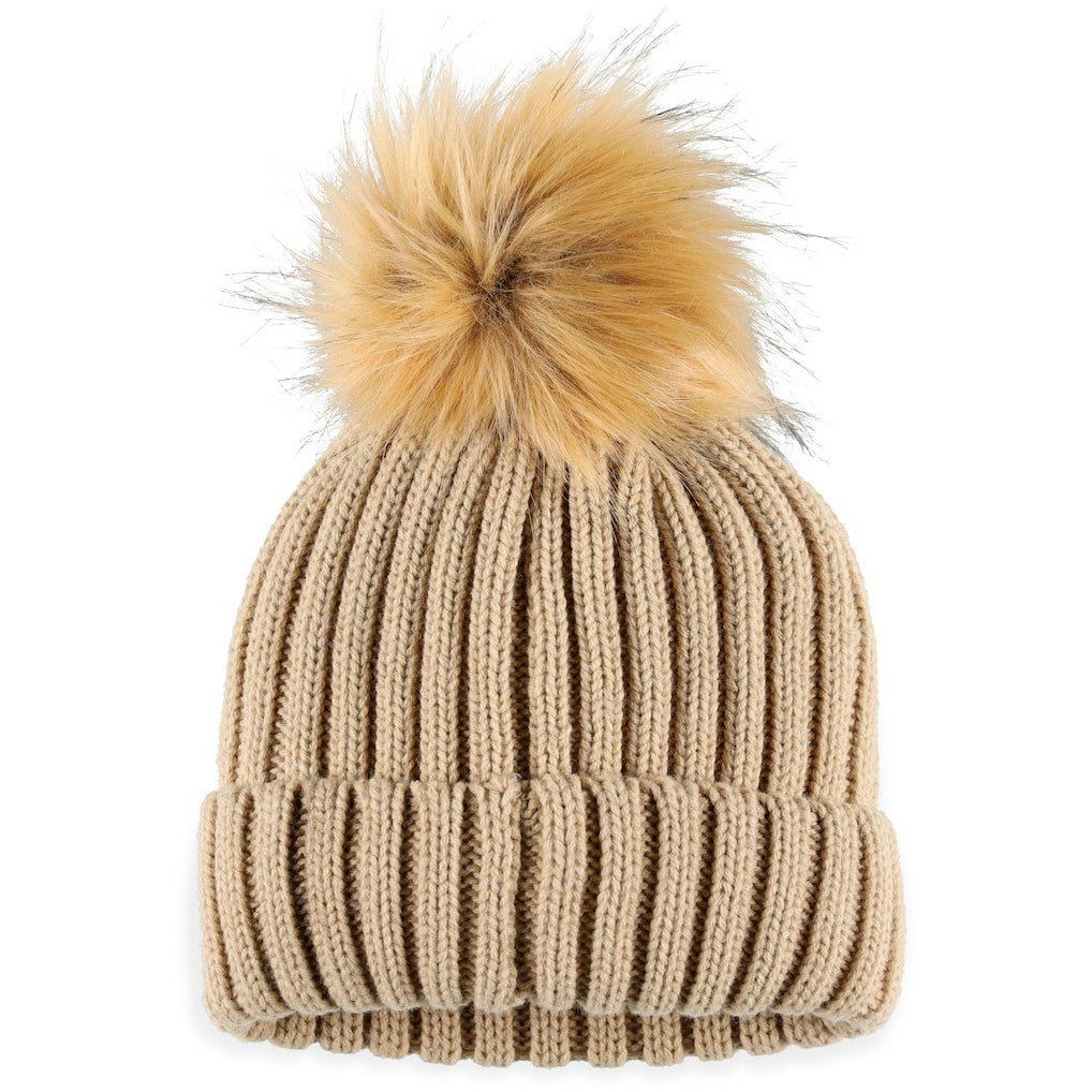 Las Vegas Raiders WEAR by Erin Andrews Women's Neutral Cuffed Knit Hat with Pom | NFL On sale