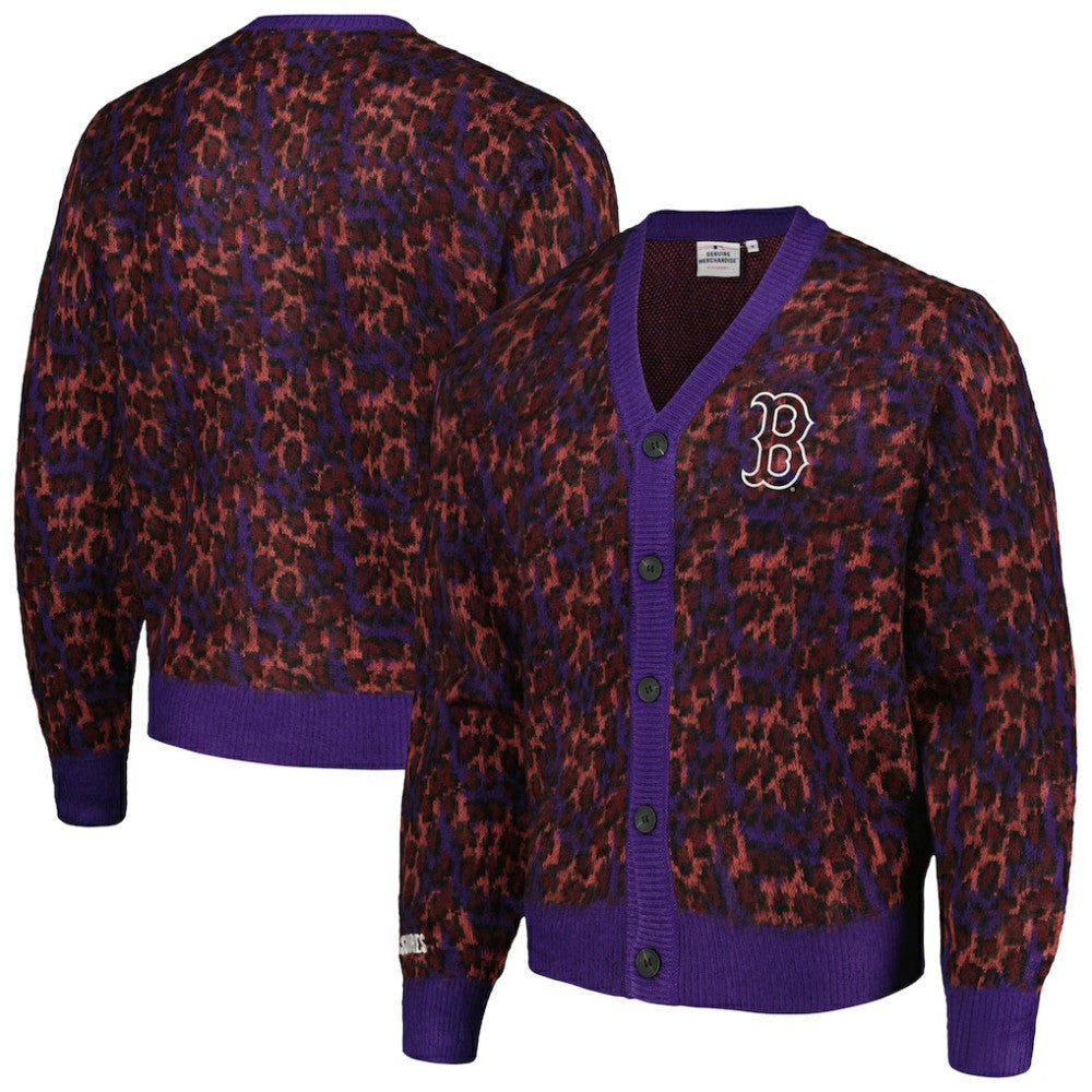 Boston Red Sox PLEASURES Cheetah Cardigan Button-Up Sweater - MLB