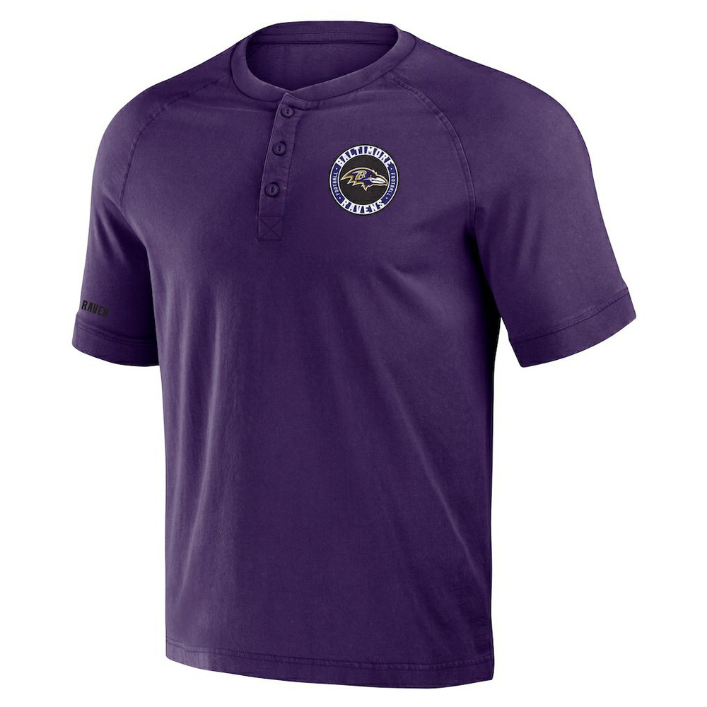 Baltimore Ravens NFL x Darius Rucker Collection Washed Raglan Henley T-Shirt | NFL Hot