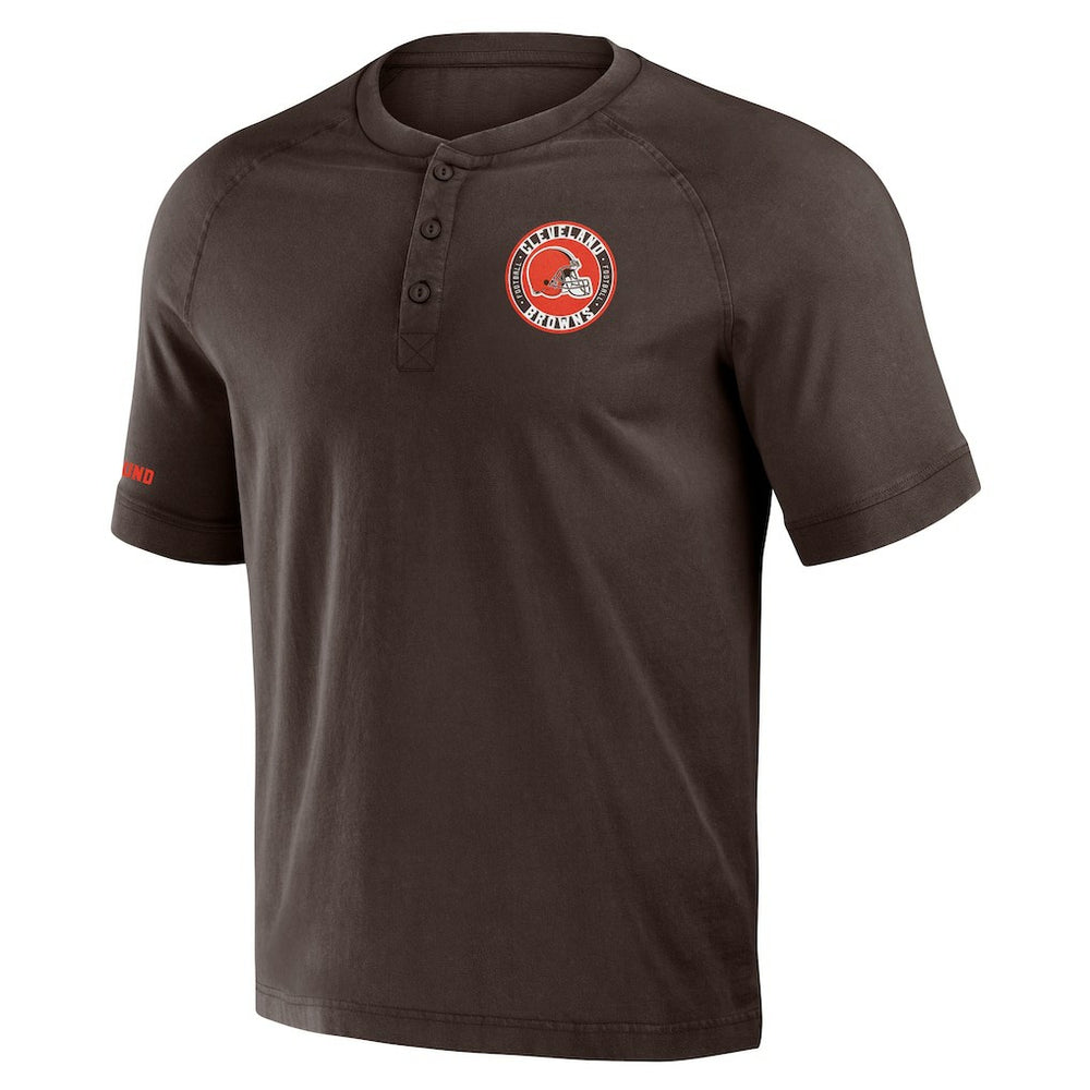 Cleveland Browns NFL x Darius Rucker Collection Washed Raglan Henley T-Shirt | NFL Discount