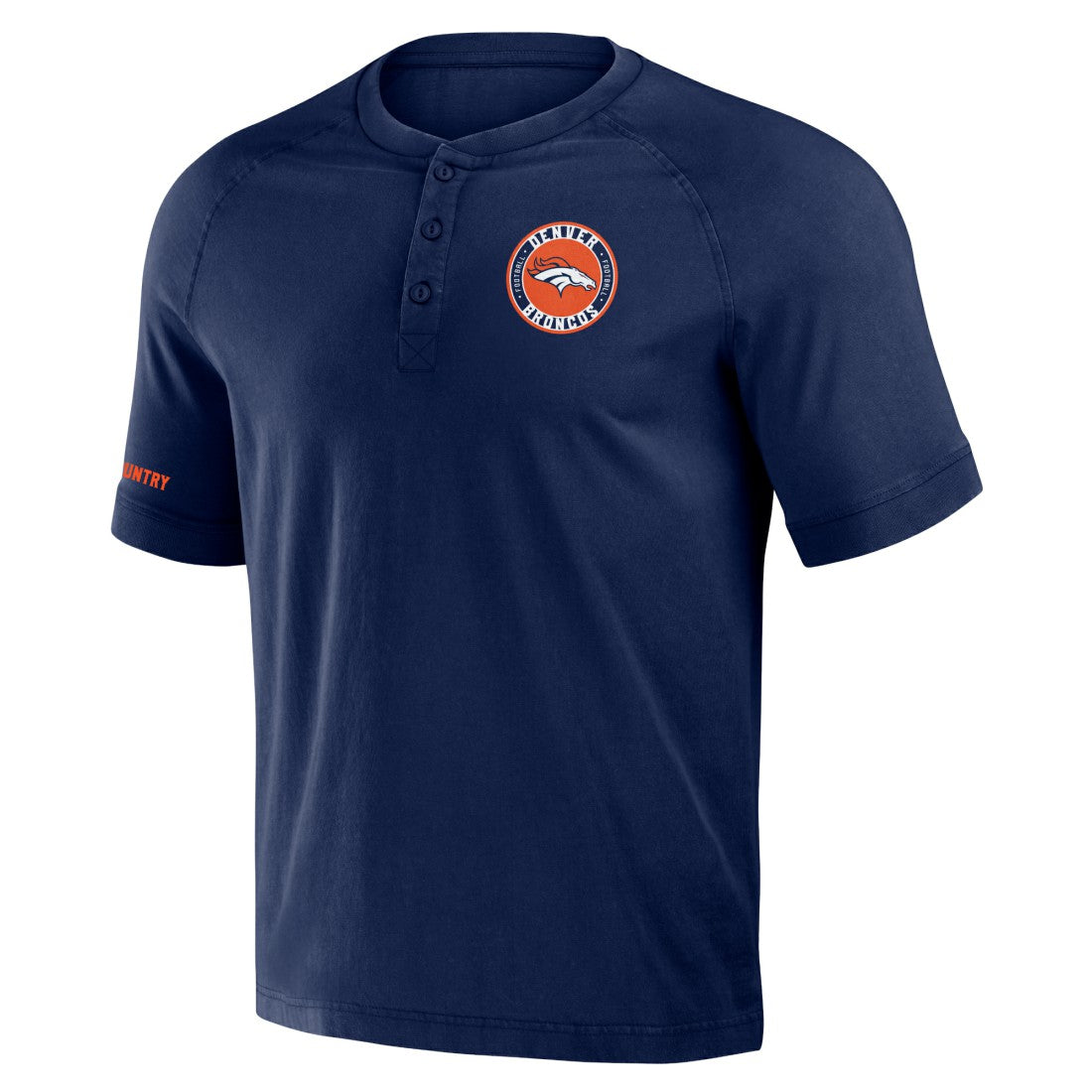 Denver Broncos NFL x Darius Rucker Collection Washed Raglan Henley T-Shirt | NFL Discount