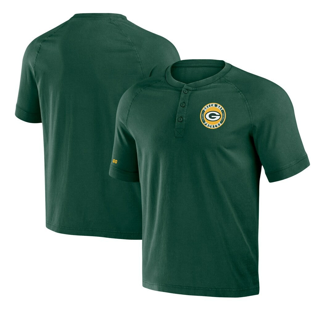 Green Bay Packers NFL x Darius Rucker Collection Washed Raglan Henley T-Shirt | NFL Online