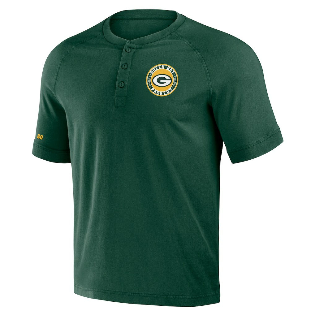 Green Bay Packers NFL x Darius Rucker Collection Washed Raglan Henley T-Shirt | NFL Online