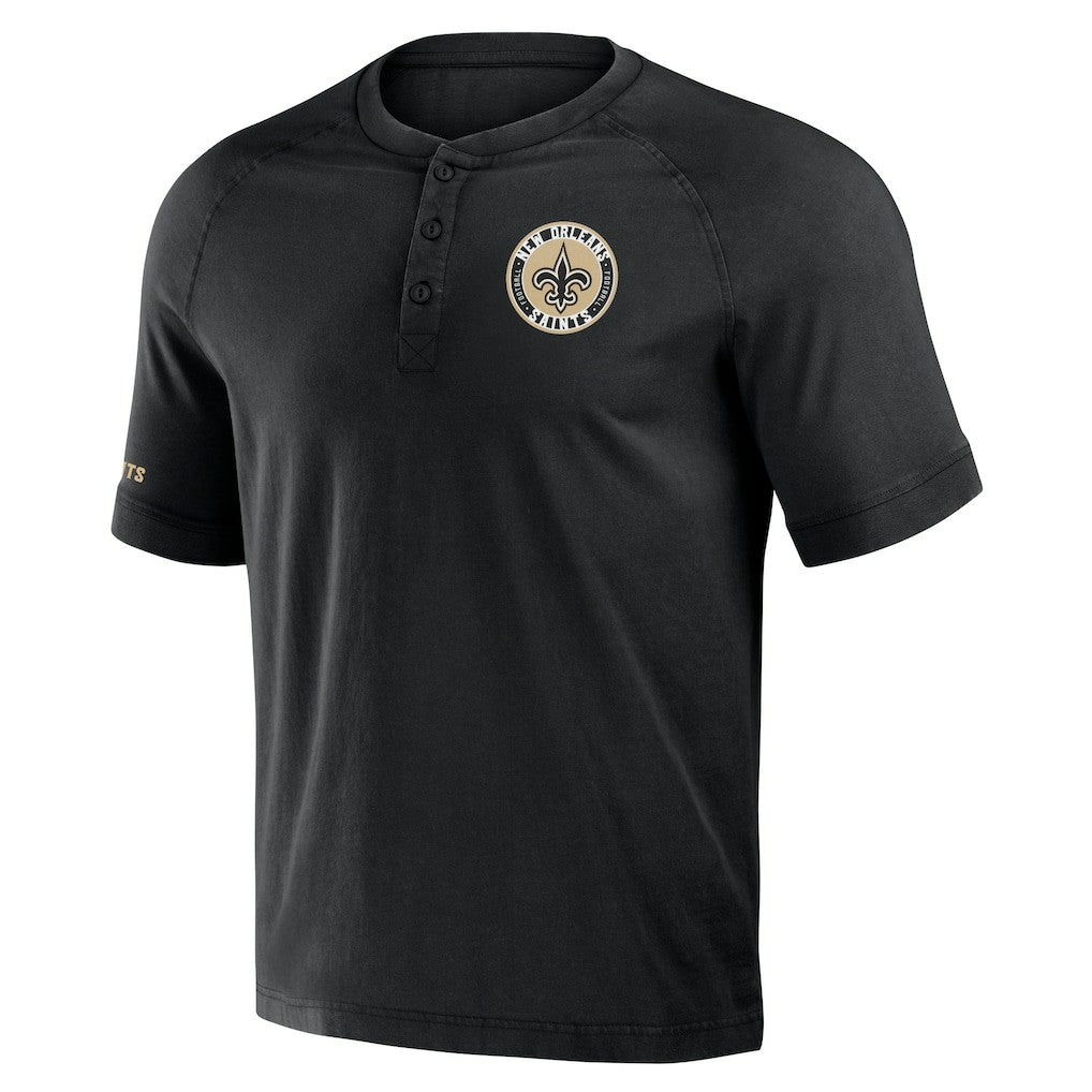 New Orleans Saints NFL x Darius Rucker Collection Washed Raglan Henley T-Shirt | NFL Online