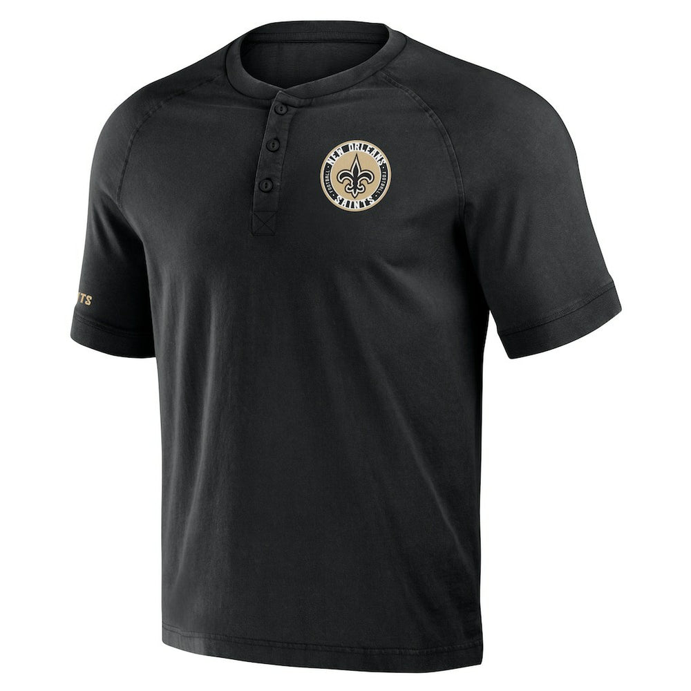 New Orleans Saints NFL x Darius Rucker Collection Washed Raglan Henley T-Shirt | NFL Online
