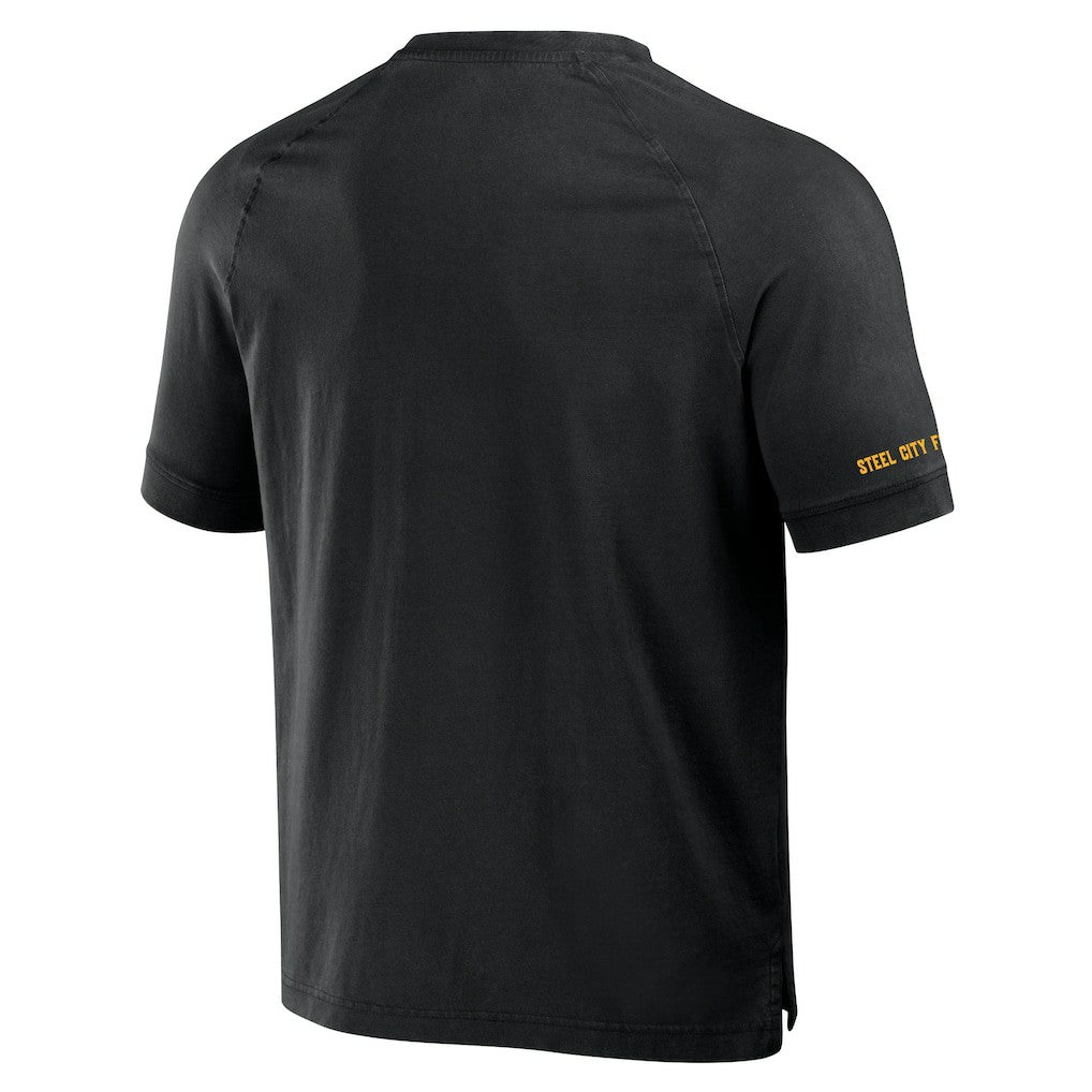 Pittsburgh Steelers NFL x Darius Rucker Collection Washed Raglan Henley T-Shirt | NFL Discount