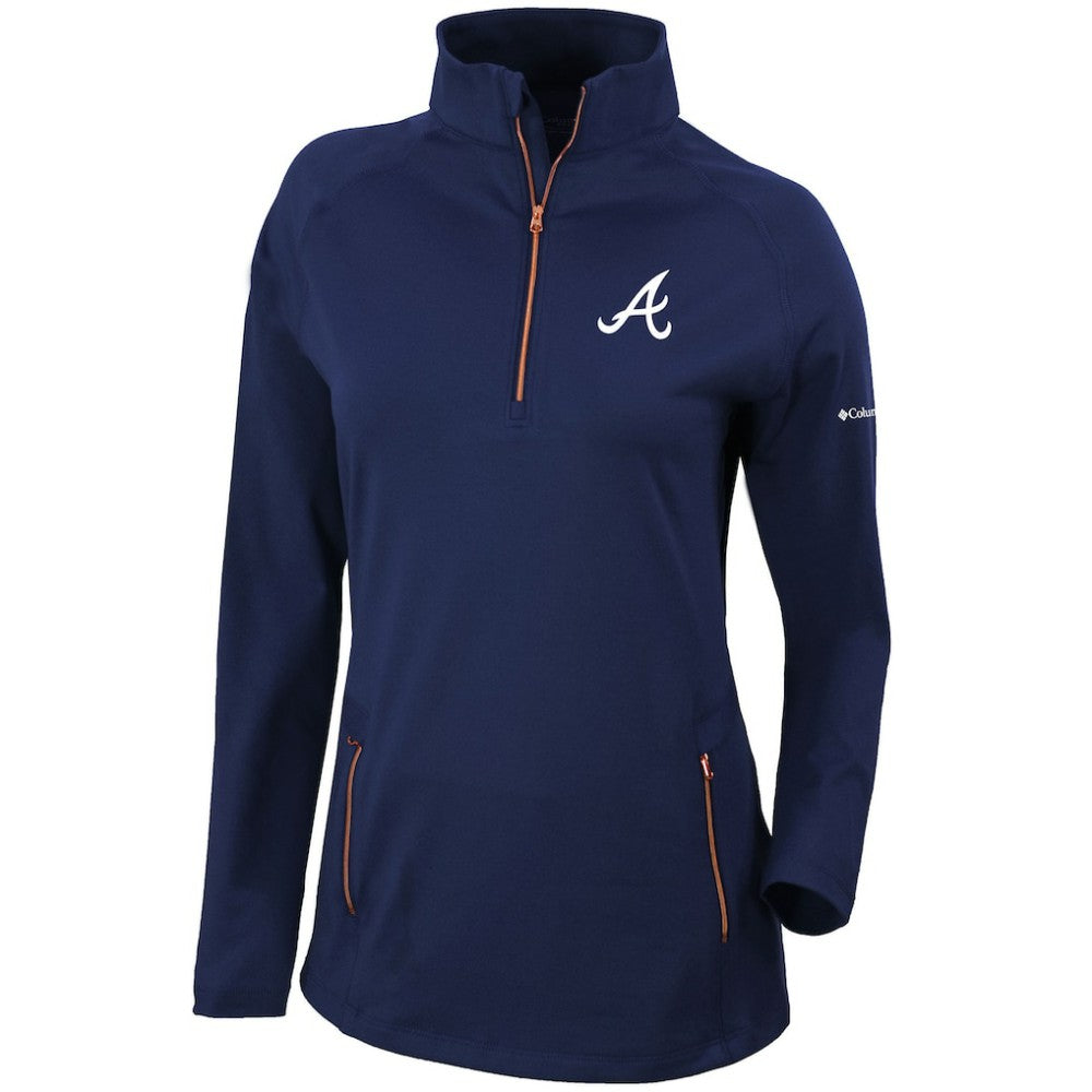 Atlanta Braves Columbia Women's Omni-Wick Outward Nine Quarter-Zip Pullover Top - MLB Pullover