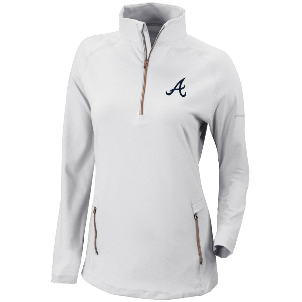 Atlanta Braves Columbia Women's Omni-Wick Outward Nine Quarter-Zip Pullover Top - MLB Pullover