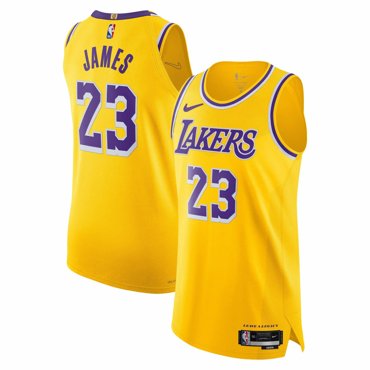 Gold LeBron James Los Angeles Lakers Authentic Jersey | NBA