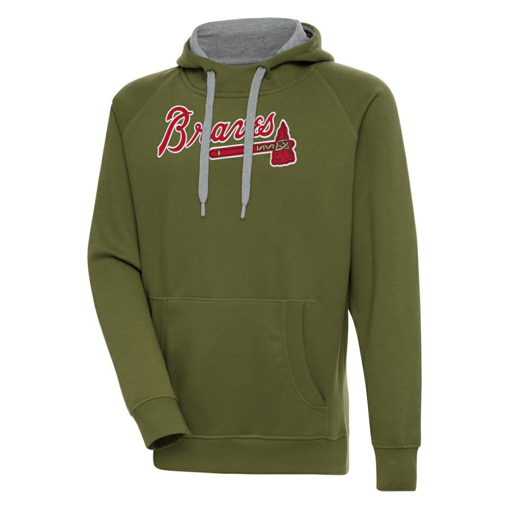 Atlanta Braves Antigua Victory Pullover Hoodie - MLB Hoodies