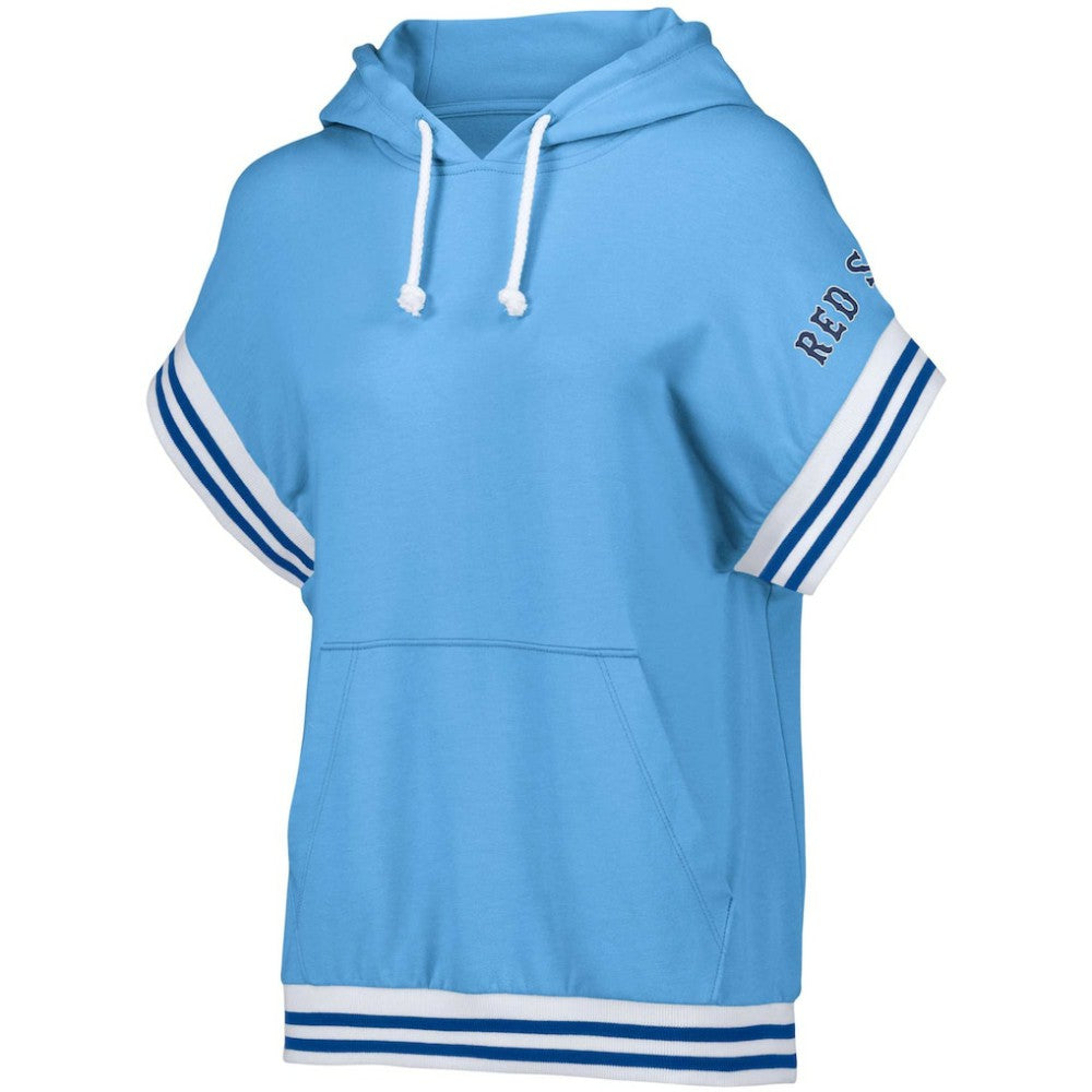 Boston Red Sox Lusso Women's Mabel Tri-Blend Short Sleeve Pullover Hoodie - MLB Hoodies