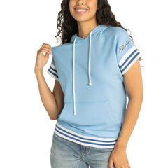 Atlanta Braves Lusso Women's Mabel Tri-Blend Short Sleeve Pullover Hoodie - MLB Hoodies