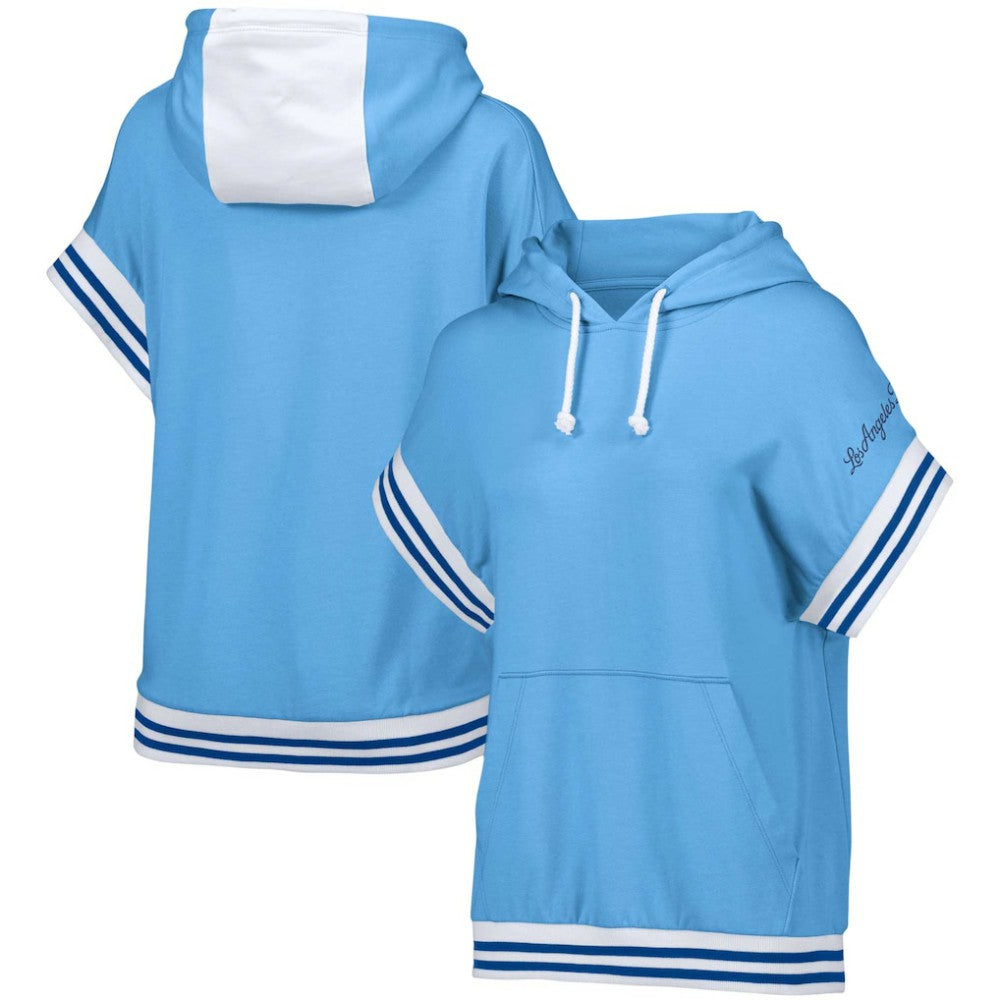 Los Angeles Dodgers Lusso Women's Mabel Tri-Blend Short Sleeve Pullover Hoodie - MLB Hoodies