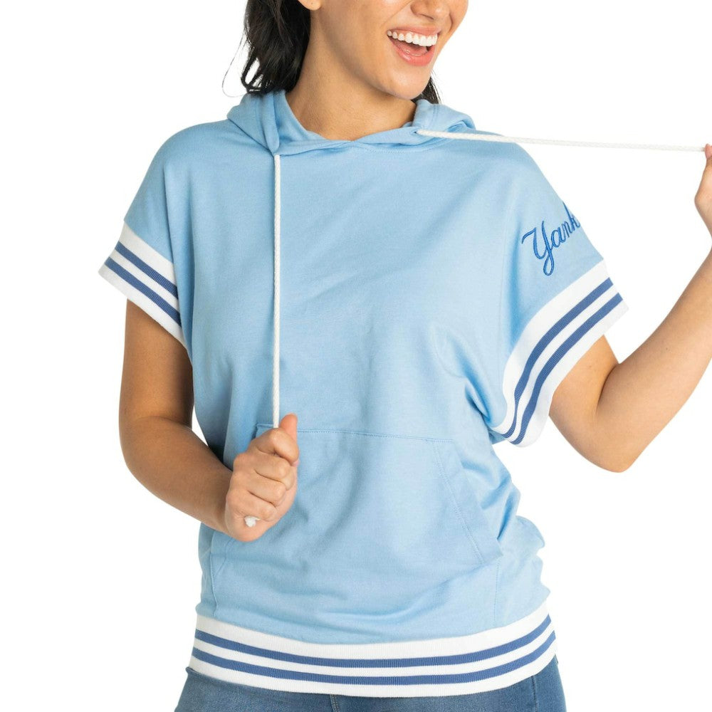 New York Yankees Lusso Women's Mabel Tri-Blend Short Sleeve Pullover Hoodie - MLB Hoodies
