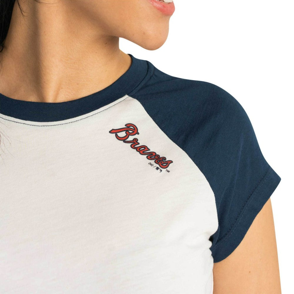 Atlanta Braves Lusso Women's Nikki Raglan T-Shirt - MLB T-shirts