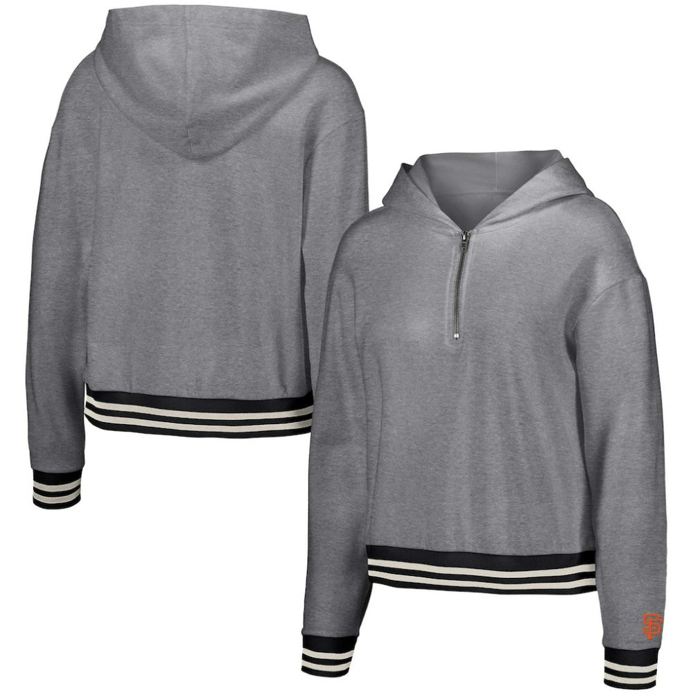San Francisco Giants Lusso Women's Magnolia Tri-Blend Quarter-Zip Hoodie - MLB Hoodies