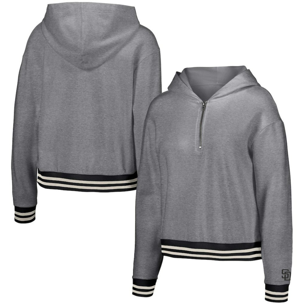 San Diego Padres Lusso Women's Magnolia Tri-Blend Quarter-Zip Hoodie - MLB Hoodies