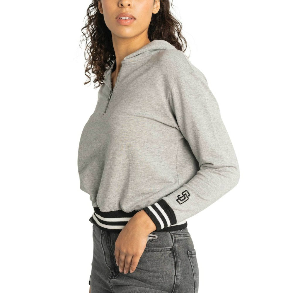 San Diego Padres Lusso Women's Magnolia Tri-Blend Quarter-Zip Hoodie - MLB Hoodies
