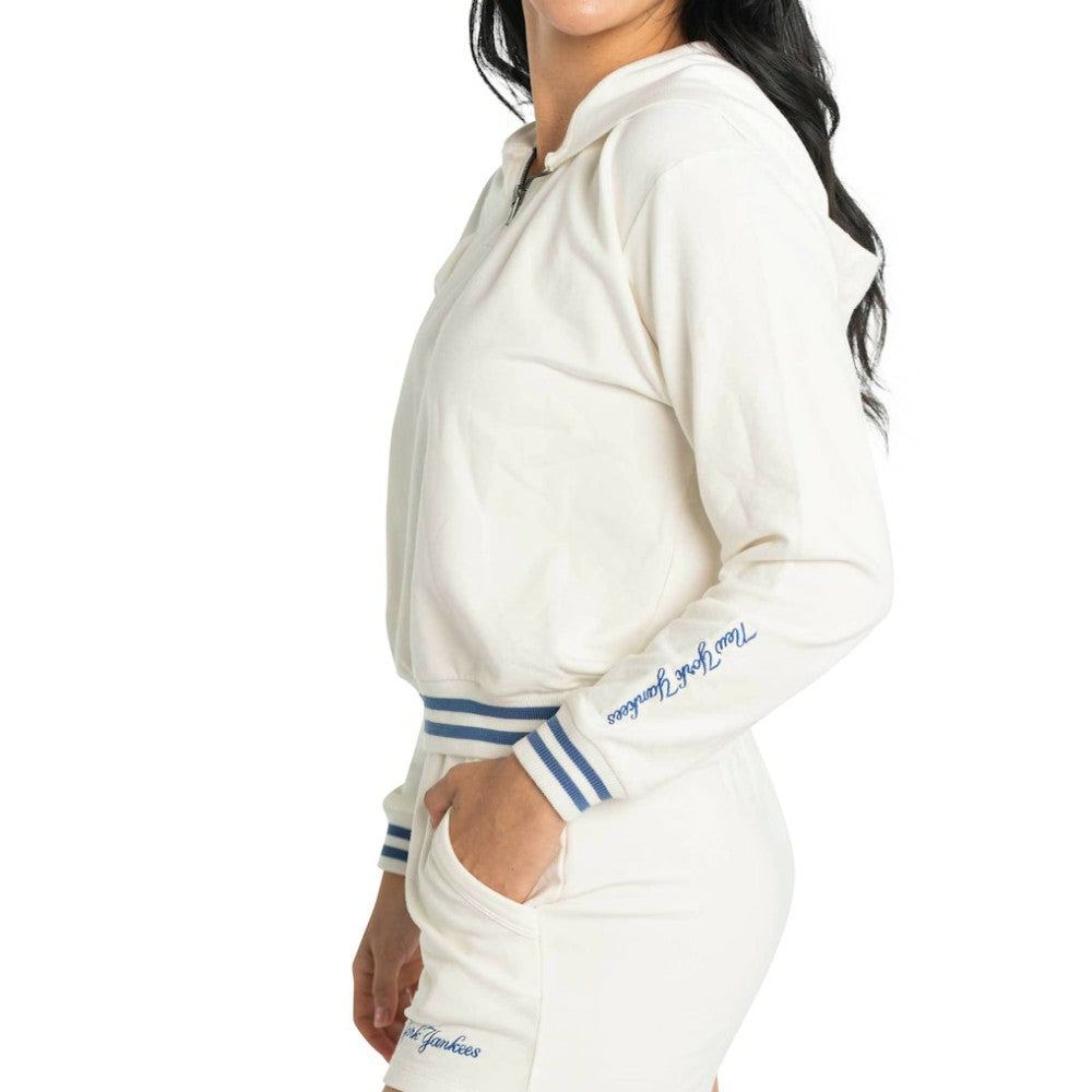 New York Yankees Lusso Women's Magnolia Tri-Blend Quarter-Zip Hoodie - MLB Hoodies