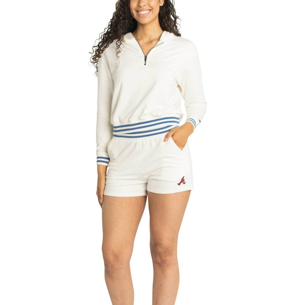 Atlanta Braves Lusso Women's Magnolia Tri-Blend Quarter-Zip Hoodie - MLB Hoodies