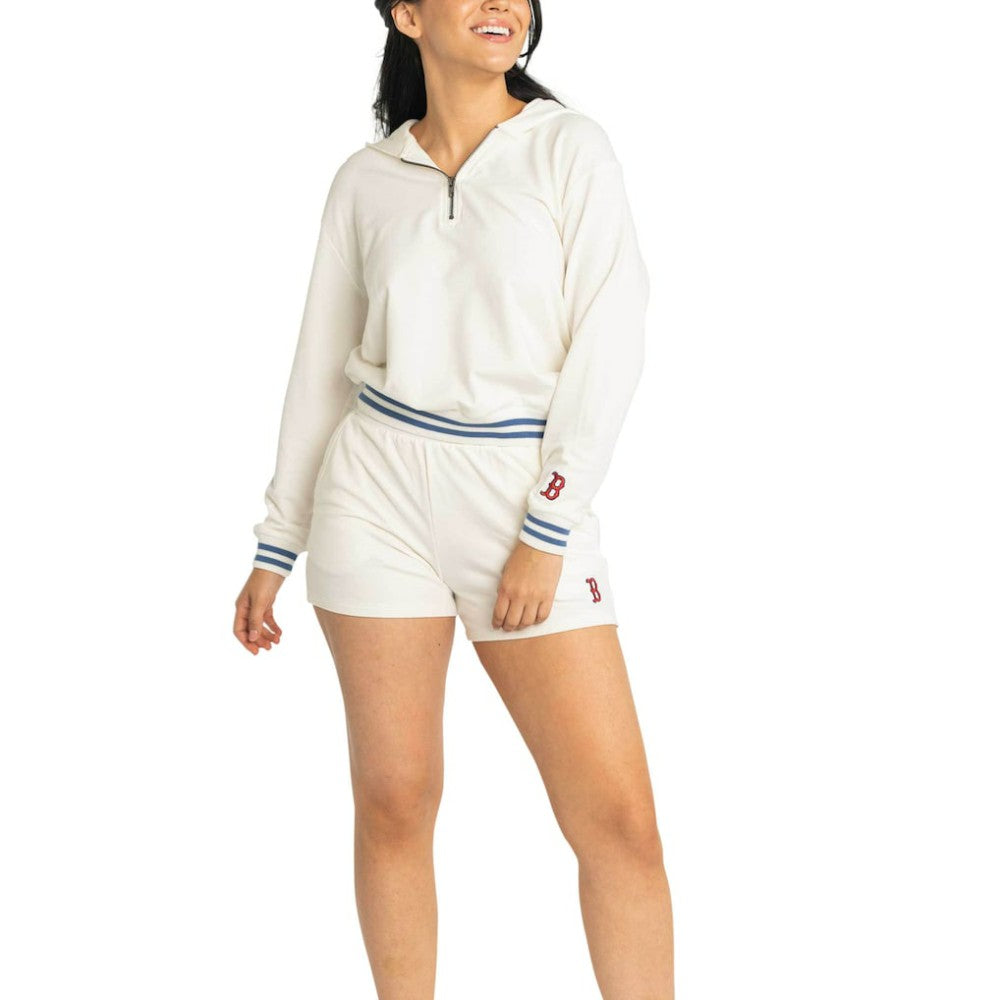 Boston Red Sox Lusso Women's Magnolia Tri-Blend Quarter-Zip Hoodie - MLB Hoodies