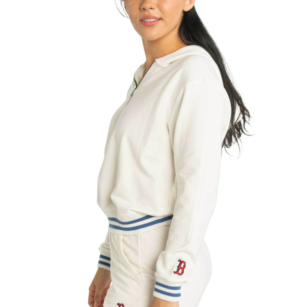 Boston Red Sox Lusso Women's Magnolia Tri-Blend Quarter-Zip Hoodie - MLB Hoodies
