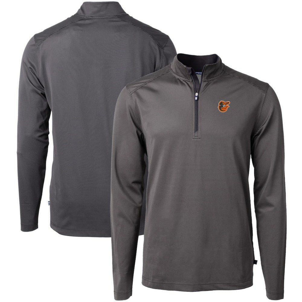 Baltimore Orioles Cutter & Buck Virtue Eco Pique Micro Stripe Recycled Quarter-Zip Pullover Top - MLB Pullover