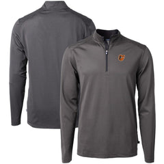 Baltimore Orioles Cutter & Buck Virtue Eco Pique Micro Stripe Recycled Quarter-Zip Pullover Top - MLB Pullover