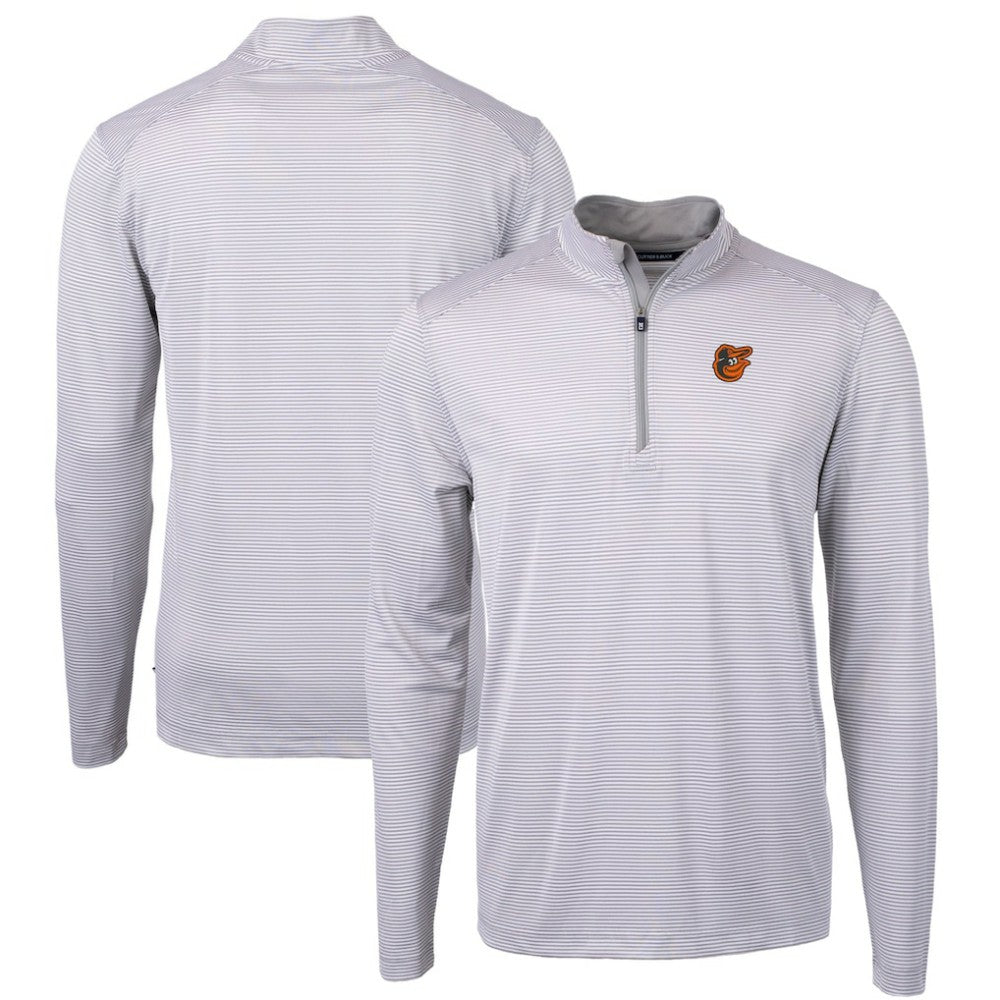 Baltimore Orioles Cutter & Buck Virtue Eco Pique Micro Stripe Recycled Quarter-Zip Pullover Top - MLB Pullover