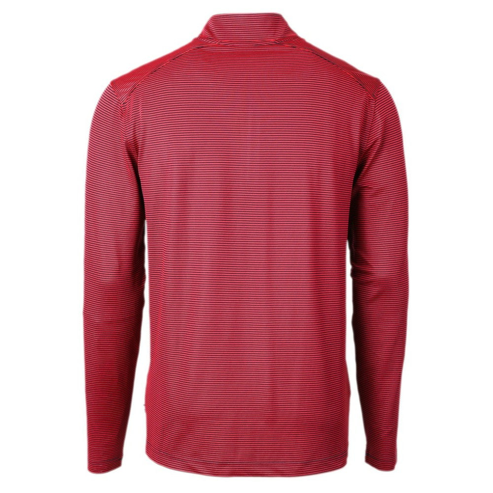 Boston Red Sox Cutter & Buck Virtue Eco Pique Micro Stripe Recycled Quarter-Zip Pullover Top - MLB Pullover